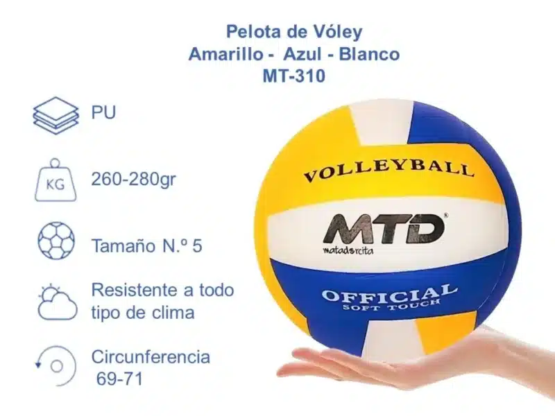 PELOTA PARA VÓLEY TALLA #5 PU MT-310 MTD - Imagen 4