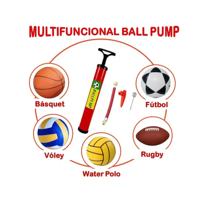 INFLADOR BOMBA DE MANO 28CM BALLPUMP - Imagen 4