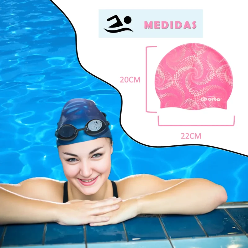 GORRO PARA NATACIÓN DISEÑO ESPIRAL ESTÁNDAR PORTO - Imagen 9