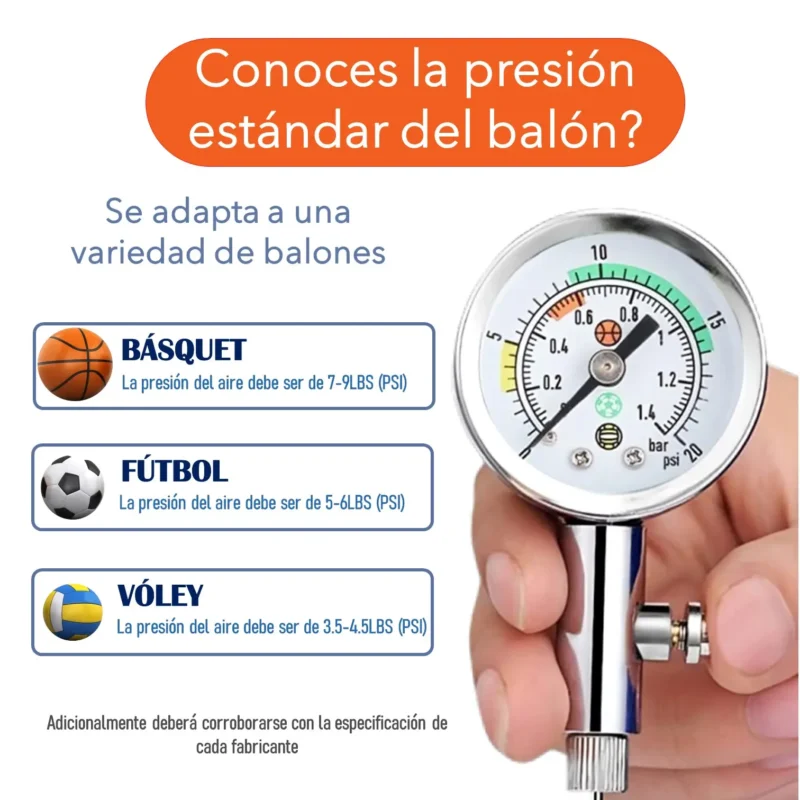 MEDIDOR DE AIRE TIPO RELOJ BARÓMETRO DE BALÓN CON VÁLVULA DE LIBERACIÓN DE AIRE PORTÁTIL SHOWGOL - Imagen 9